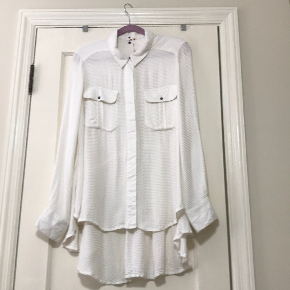 Free People drawstring white top